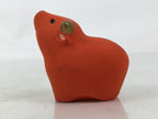 Japanese Small Clay Cow Figurine Vtg Zodiac Ushi Okimono Statue Decor Red ST77