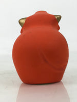 Japanese Small Clay Cow Figurine Vtg Zodiac Ushi Okimono Statue Decor Red ST77