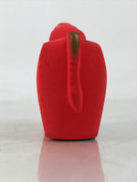 Japanese Small Clay Cow Figurine Vtg Zodiac Ushi Okimono Statue Decor Red ST78