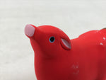 Japanese Small Clay Cow Figurine Vtg Zodiac Ushi Okimono Statue Decor Red ST78