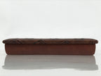 Japanese Small Lidded Embossed Leather Fabric Storage Box Shallow Brown JK895