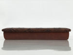 Japanese Small Lidded Embossed Leather Fabric Storage Box Shallow Brown JK895