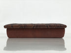 Japanese Small Lidded Embossed Leather Fabric Storage Box Shallow Brown JK895