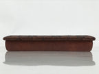 Japanese Small Lidded Embossed Leather Fabric Storage Box Shallow Brown JK895