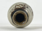 Japanese Small Sake Bottle Ceramic Tokkuri Vtg Gray Brown Leaves Design TS592
