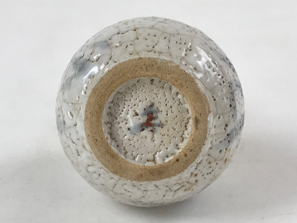 Japanese Small Sake Bottle Ceramic Tokkuri Vtg White Light Blue Ideograms TS593