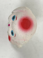 Japanese Smiling Dog Clay Figurine Vtg Ceramic Playful Inu White Red Blue ST65