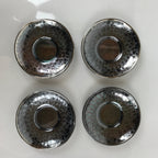 Japanese Smoked Silver Brass Metal Drink Saucer Vtg Chataku Coaster 4pc L240