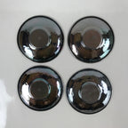 Japanese Smoked Silver Brass Metal Drink Saucer Vtg Chataku Coaster 4pc L240