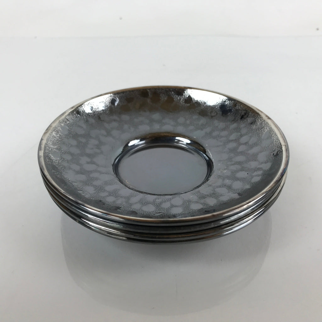 Japanese Smoked Silver Brass Metal Drink Saucer Vtg Chataku Coaster 4pc L240