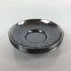 Japanese Smoked Silver Brass Metal Drink Saucer Vtg Chataku Coaster 4pc L240