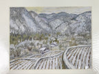 Japanese Snowy Mountain Scene Pastel Drawing Art Signed Yoshihiro Hagino FL320