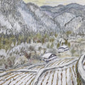 Japanese Snowy Mountain Scene Pastel Drawing Art Signed Yoshihiro Hagino FL320