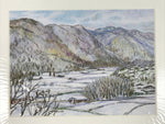 Japanese Snowy Mountains Pastel Drawing Original Signed Yoshihiro Hagino FL299