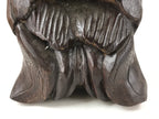 Japanese Solid Wood Statue Billiken Vtg Osaka Symbol Good Luck God Brown BD945