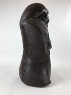 Japanese Solid Wood Statue Billiken Vtg Osaka Symbol Good Luck God Brown BD945