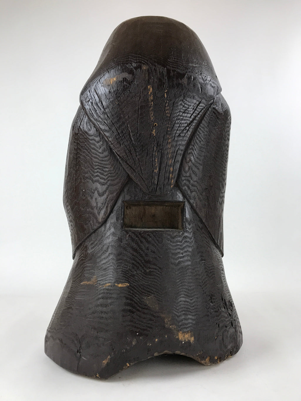 Japanese Solid Wood Statue Billiken Vtg Osaka Symbol Good Luck God Brown BD945
