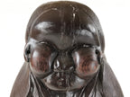 Japanese Solid Wood Statue Billiken Vtg Osaka Symbol Good Luck God Brown BD945