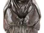 Japanese Solid Wood Statue Billiken Vtg Osaka Symbol Good Luck God Brown BD945