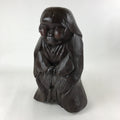 Japanese Solid Wood Statue Billiken Vtg Osaka Symbol Good Luck God Brown BD945