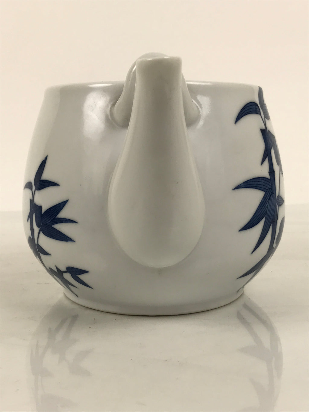 Japanese Sometsuke Porcelain Lidded Teapot Vtg Kyusu Blue White Bamboo Y575