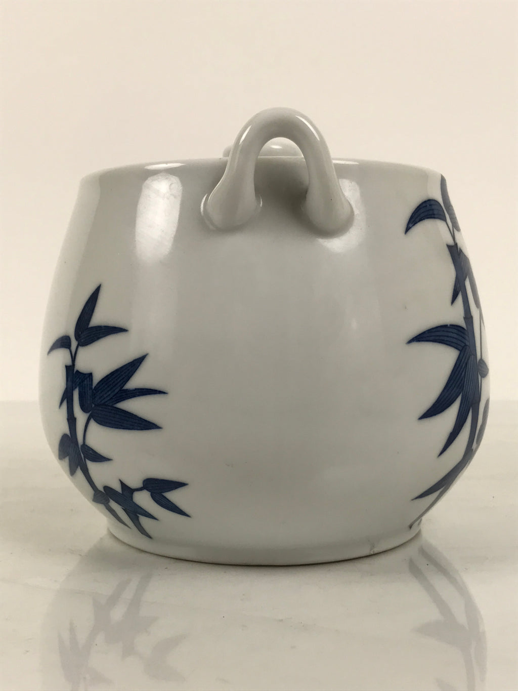 Japanese Sometsuke Porcelain Lidded Teapot Vtg Kyusu Blue White Bamboo Y575