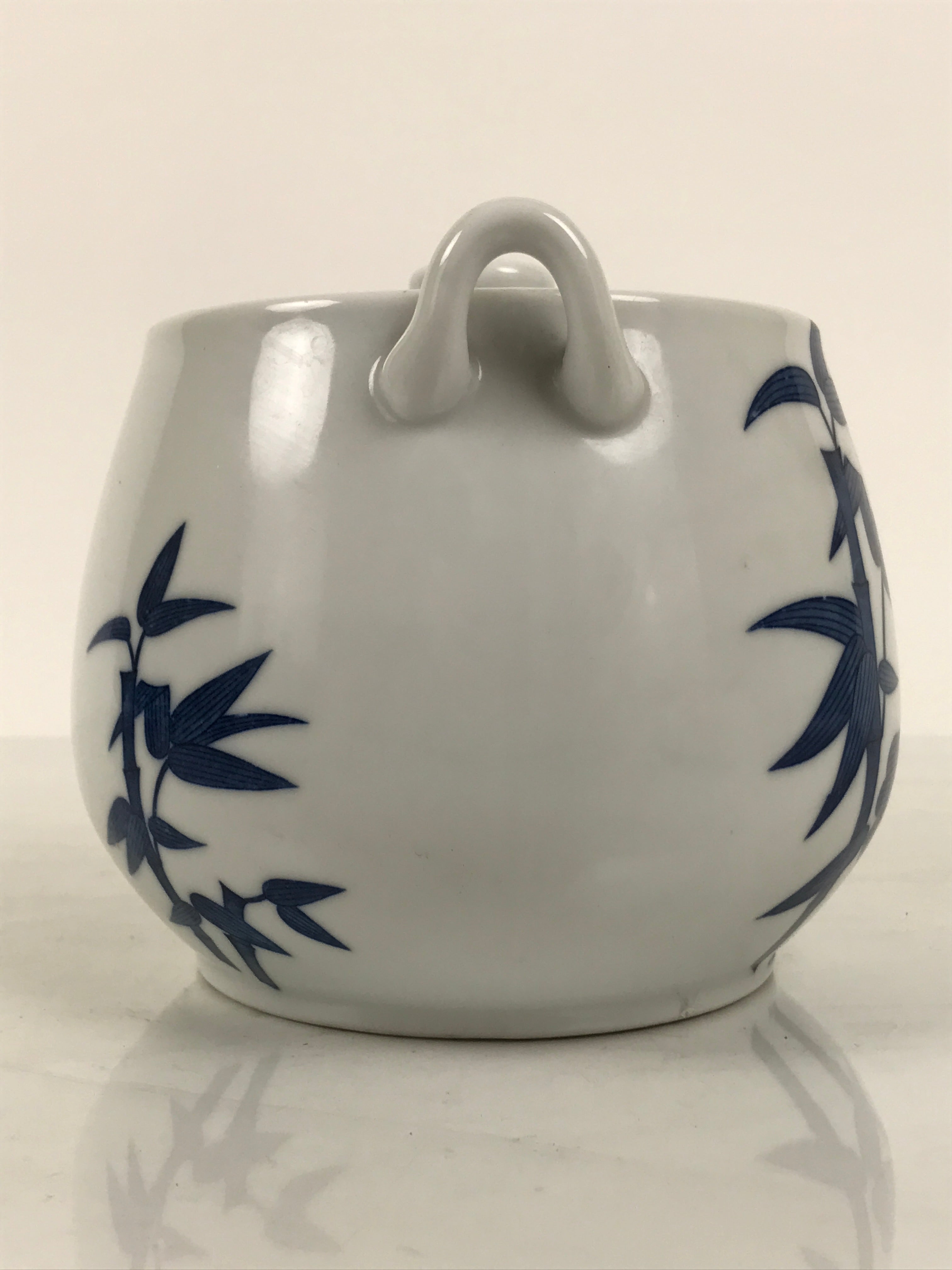 Japanese Sometsuke Porcelain Lidded Teapot Vtg Kyusu Blue White Bamboo Y575