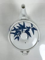 Japanese Sometsuke Porcelain Lidded Teapot Vtg Kyusu Blue White Bamboo Y575