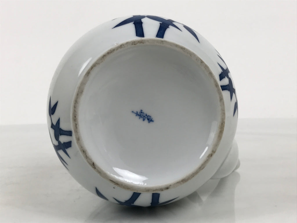 Japanese Sometsuke Porcelain Lidded Teapot Vtg Kyusu Blue White Bamboo Y575