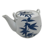 Japanese Sometsuke Porcelain Lidded Teapot Vtg Kyusu Blue White Bamboo Y575