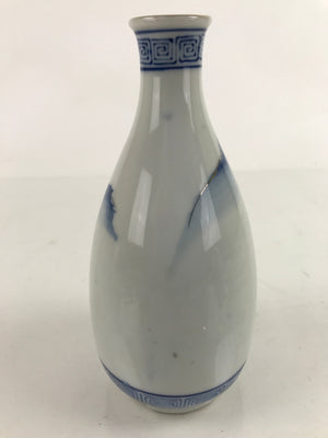 Japanese Sometsuke Porcelain Sake Bottle Tokkuri White Blue Gold Mountain TS737