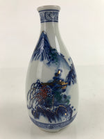 Japanese Sometsuke Porcelain Sake Bottle Tokkuri White Blue Gold Mountain TS738