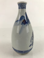 Japanese Sometsuke Porcelain Sake Bottle Tokkuri White Blue Gold Mountain TS738