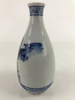 Japanese Sometsuke Porcelain Sake Bottle Tokkuri White Blue Gold Mountain TS739