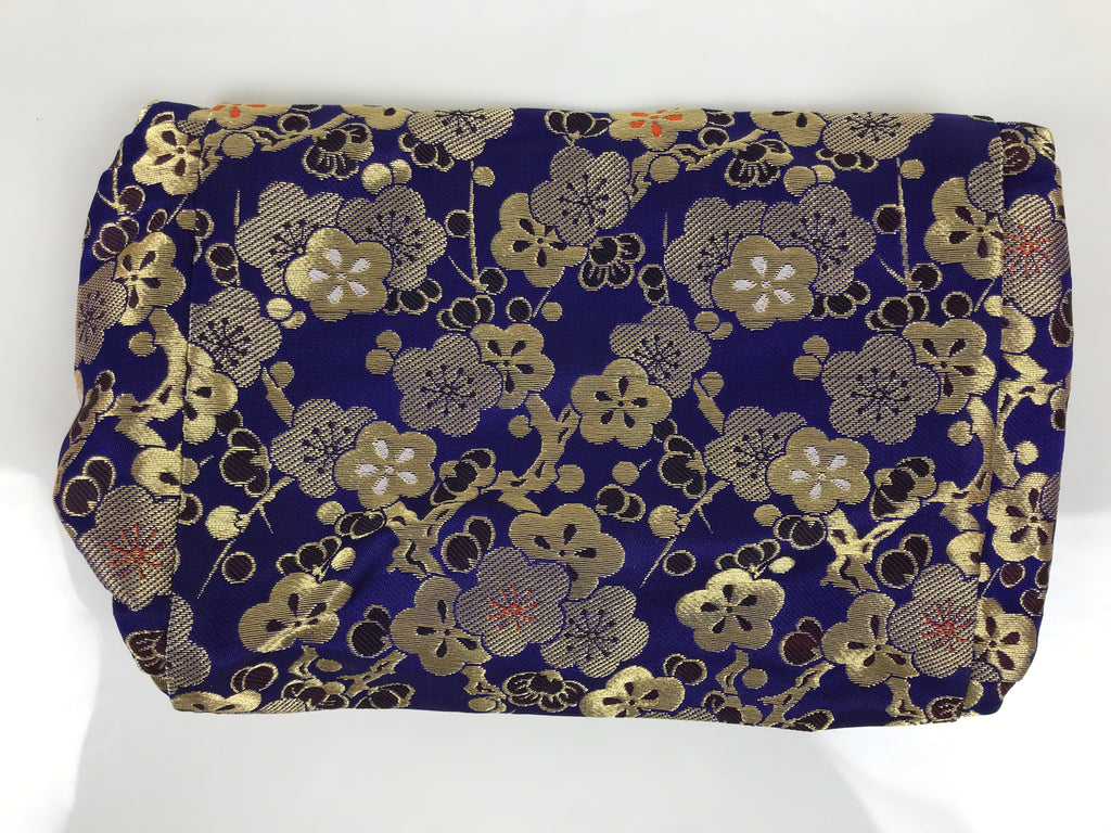 Japanese Soto Zen Baika-ryu Ritual Fabric Bag Vtg Plum Blossom Purple Gold BA885