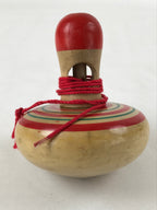 Japanese Spinning Top W/ Removable Handler Vtg Wooden Koma Toy Red Green JK660