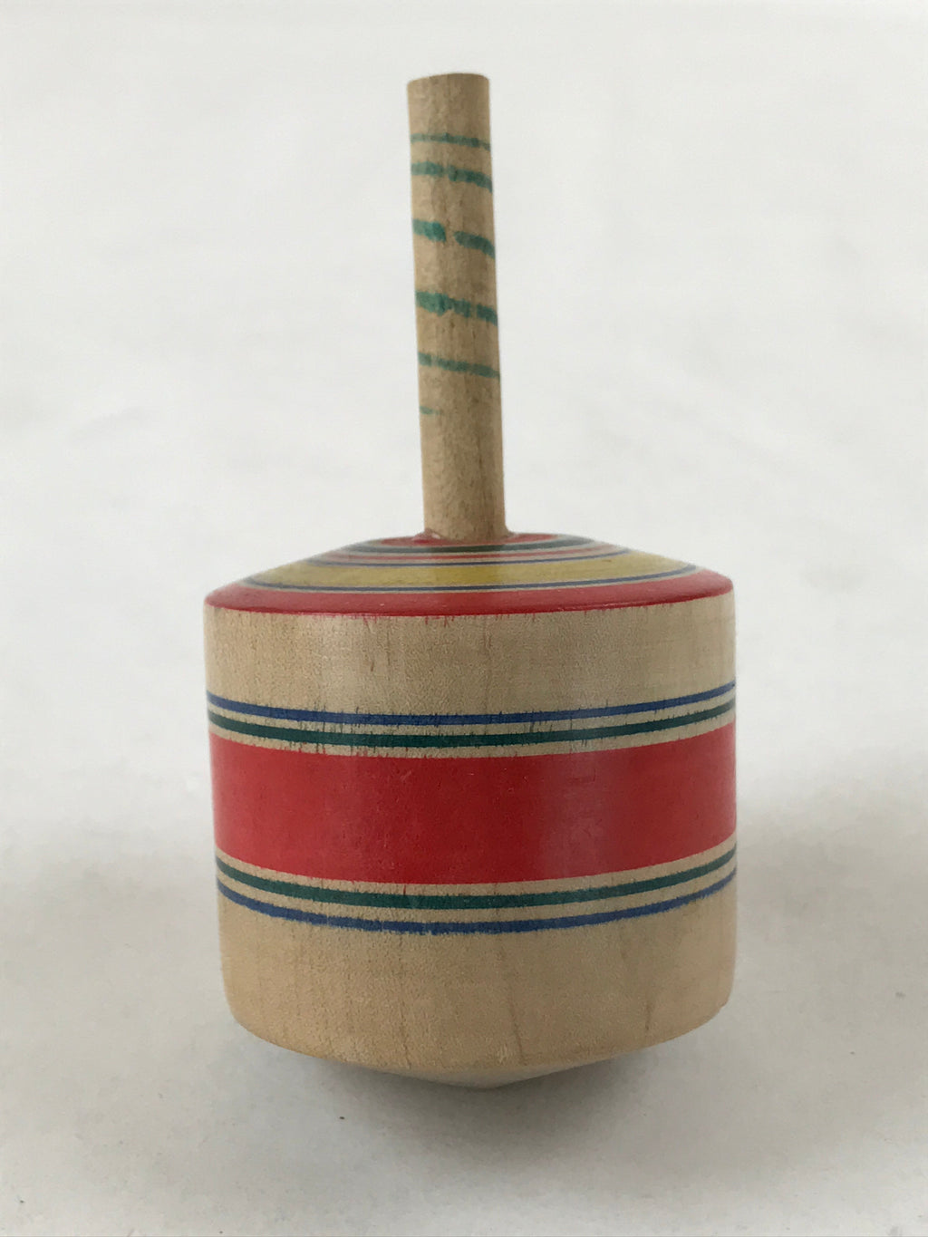 Japanese Spinning Top Wooden Koma Vtg Folk Toy Red Green Blue Yellow JK661