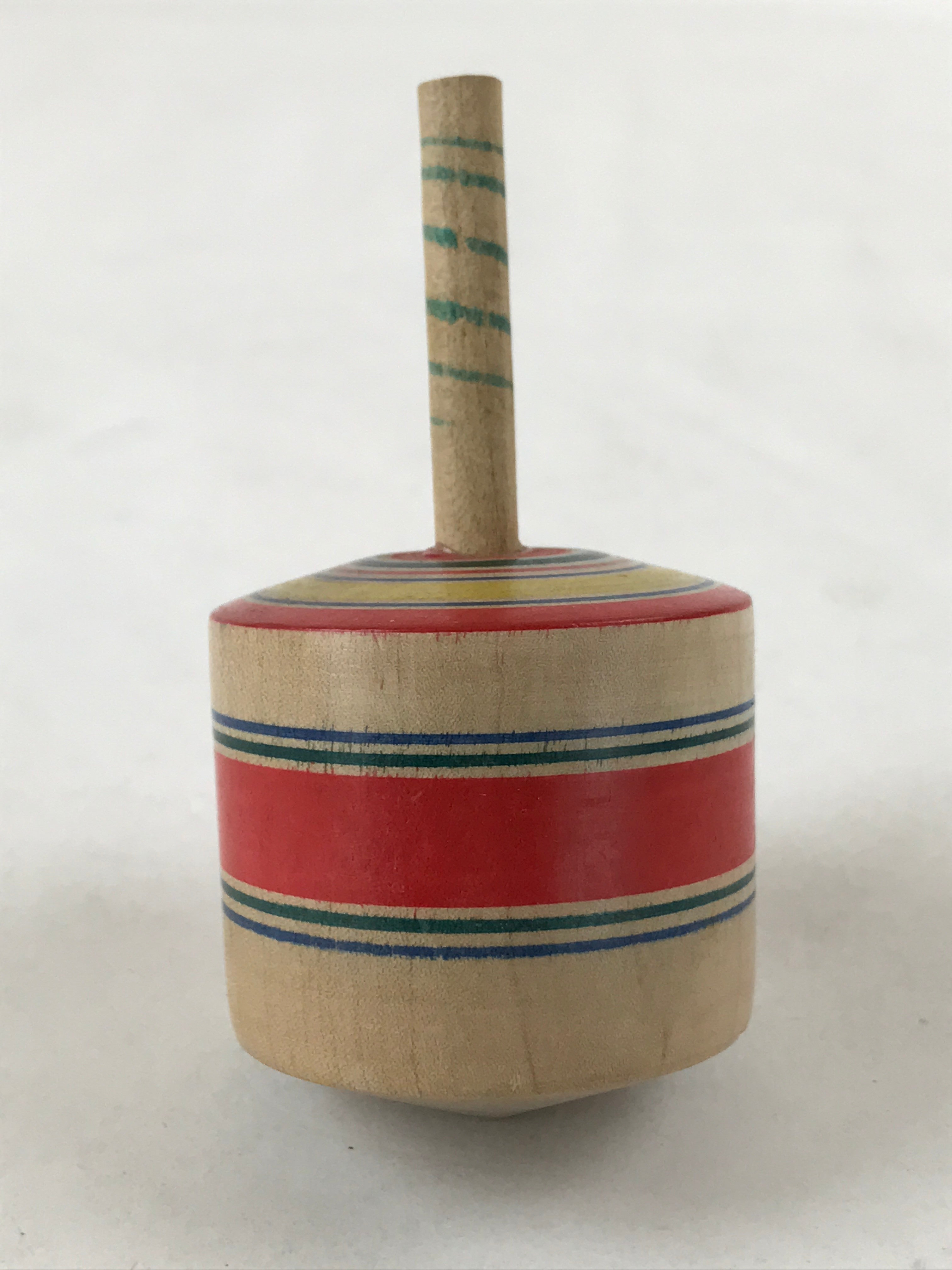 Japanese Spinning Top Wooden Koma Vtg Folk Toy Red Green Blue Yellow JK661