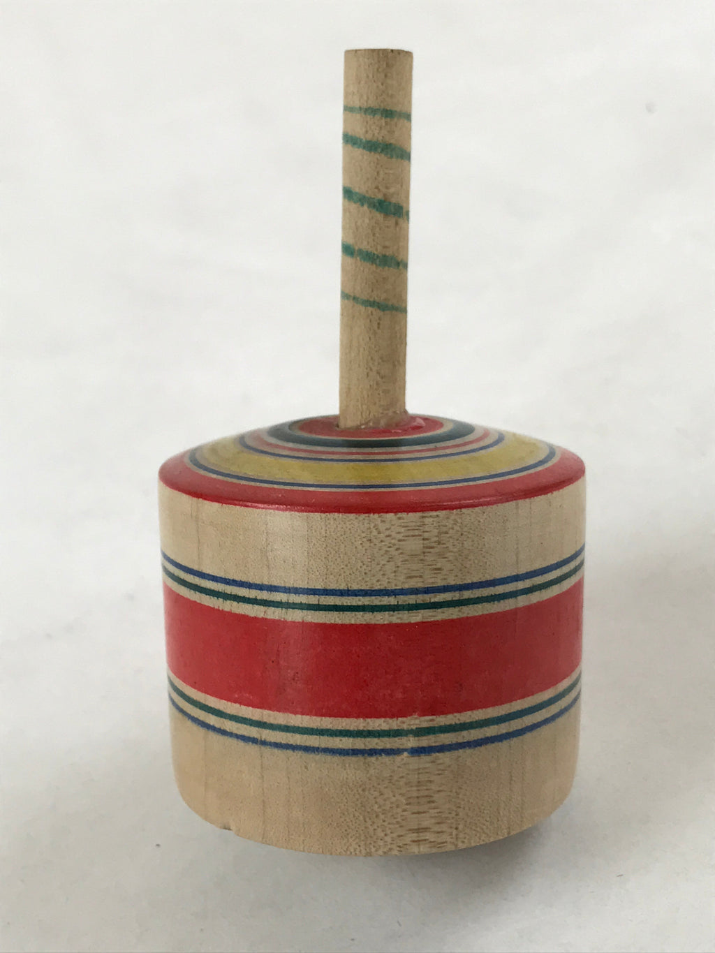 Japanese Spinning Top Wooden Koma Vtg Folk Toy Red Green Blue Yellow JK661
