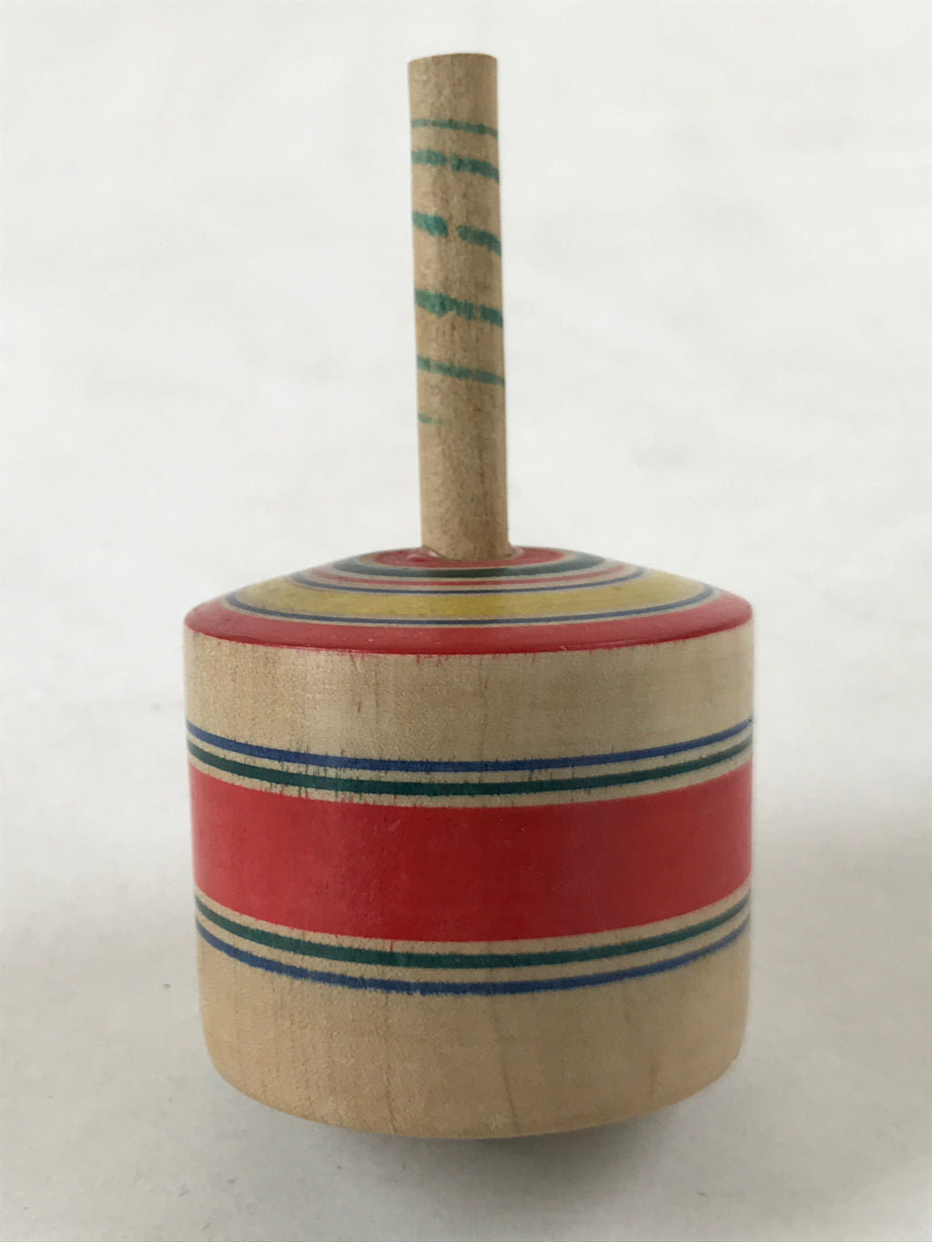 Japanese Spinning Top Wooden Koma Vtg Folk Toy Red Green Blue Yellow JK661