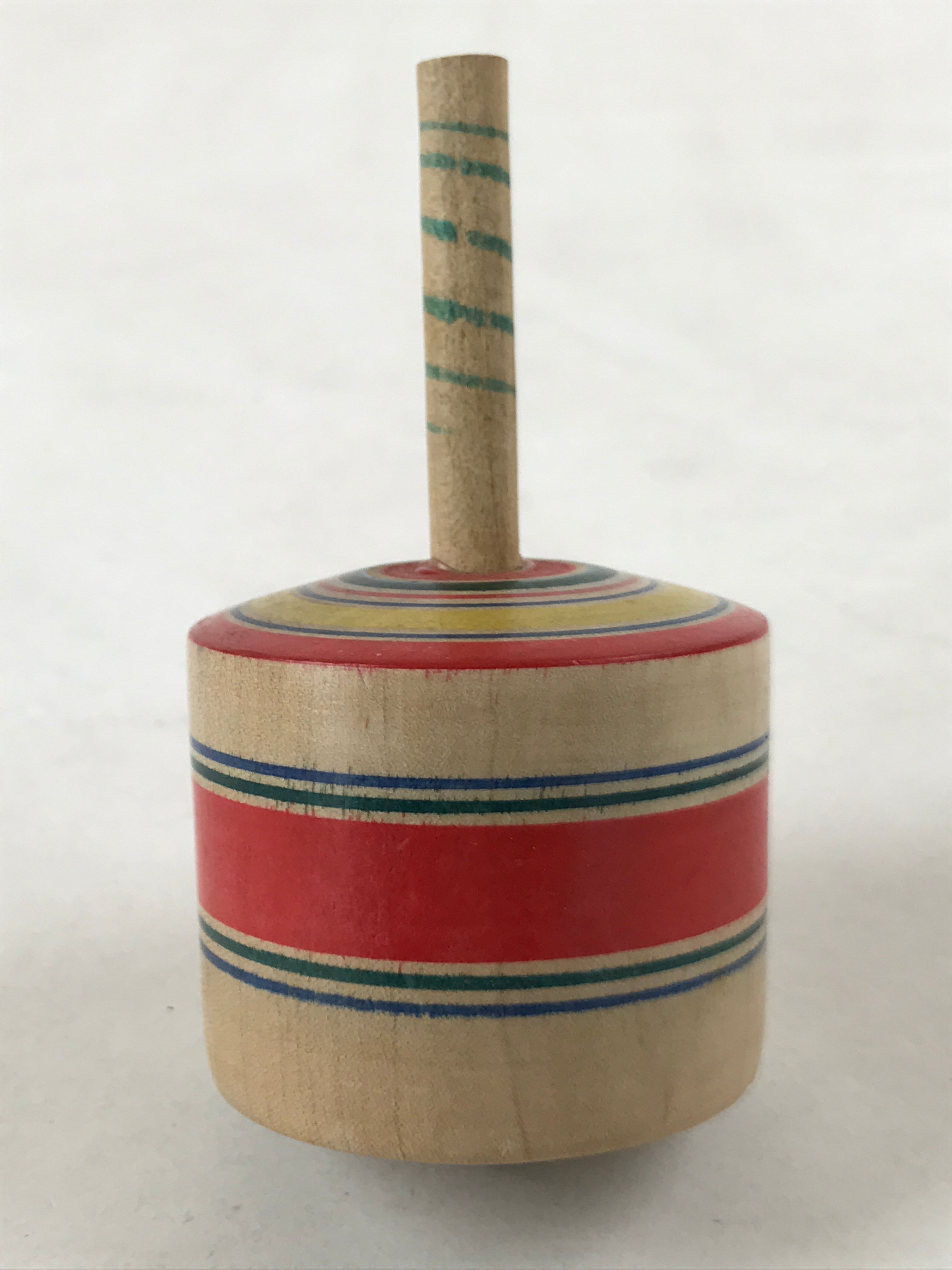 Japanese Spinning Top Wooden Koma Vtg Folk Toy Red Green Blue Yellow JK661