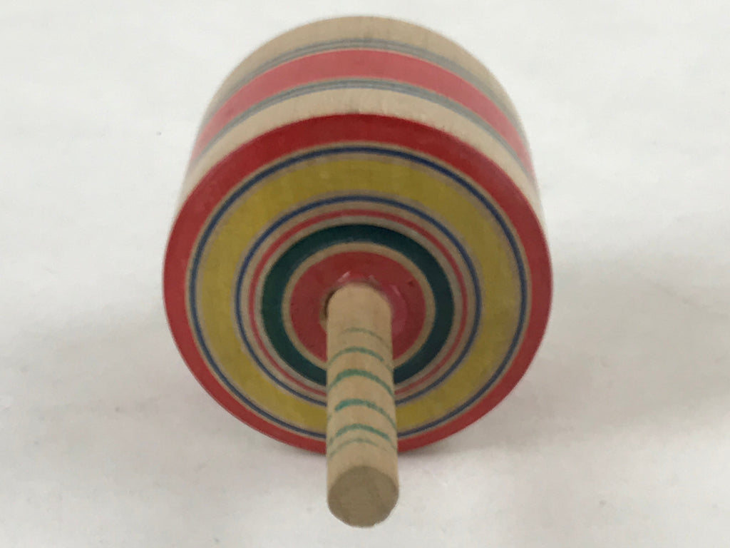 Japanese Spinning Top Wooden Koma Vtg Folk Toy Red Green Blue Yellow JK661