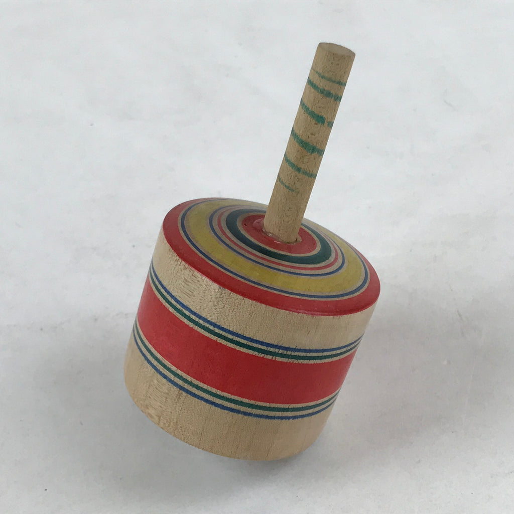 Japanese Spinning Top Wooden Koma Vtg Folk Toy Red Green Blue Yellow JK661