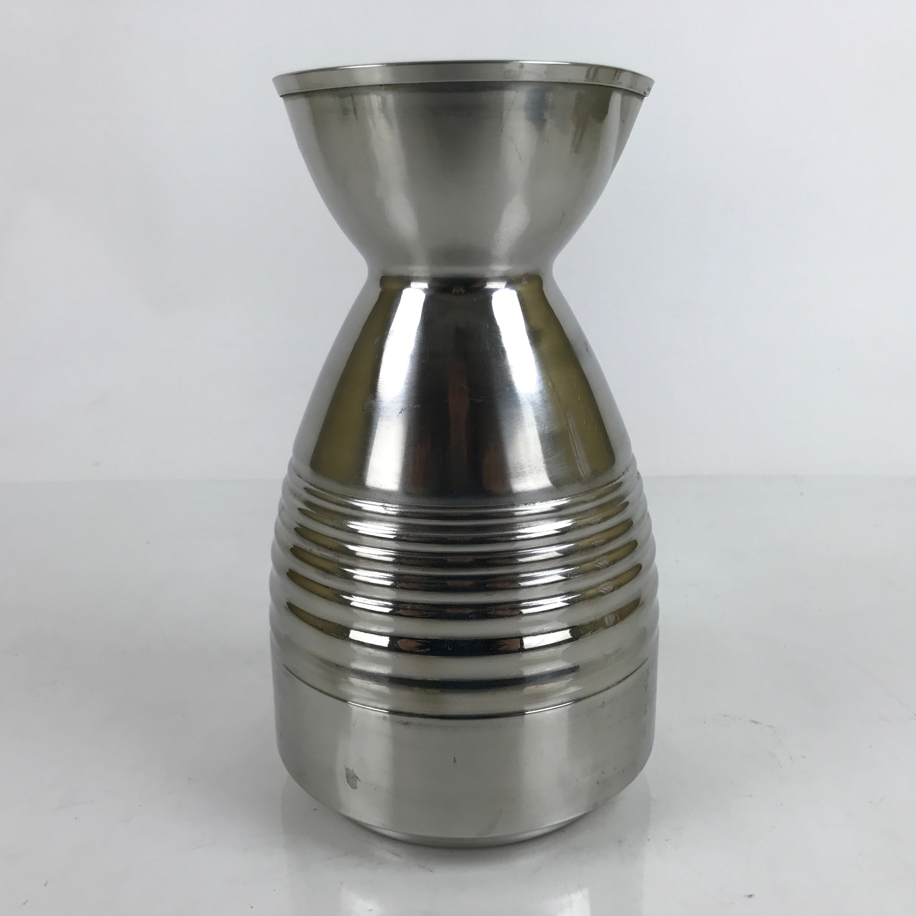 Japanese Stainless Steel Dashi Container Vtg 1300ml Soup Pitcher Lines TS692