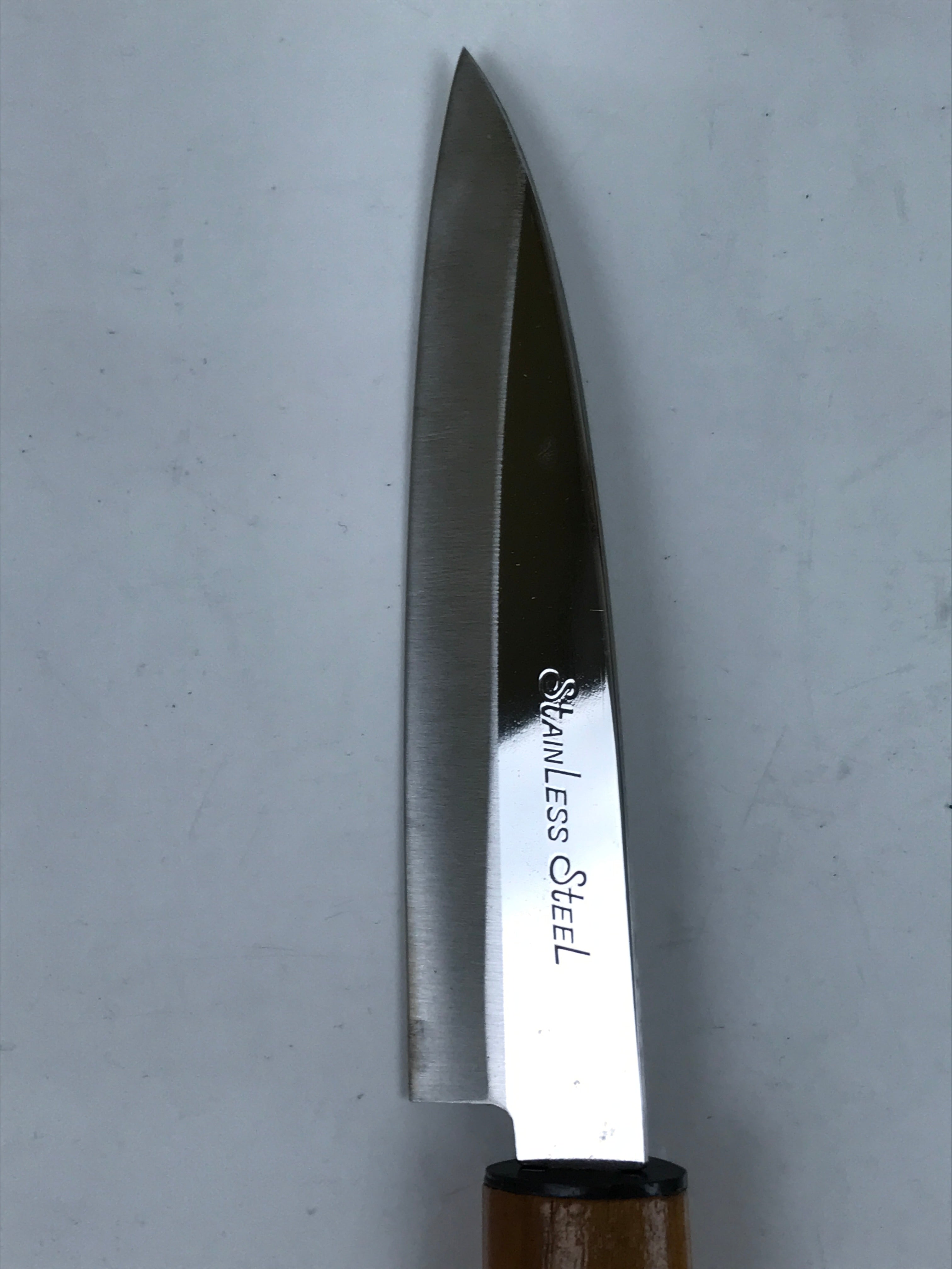 Japanese Stainless Steel Kitchen Knife Vtg 10cm Blade Wooden Handle KN16