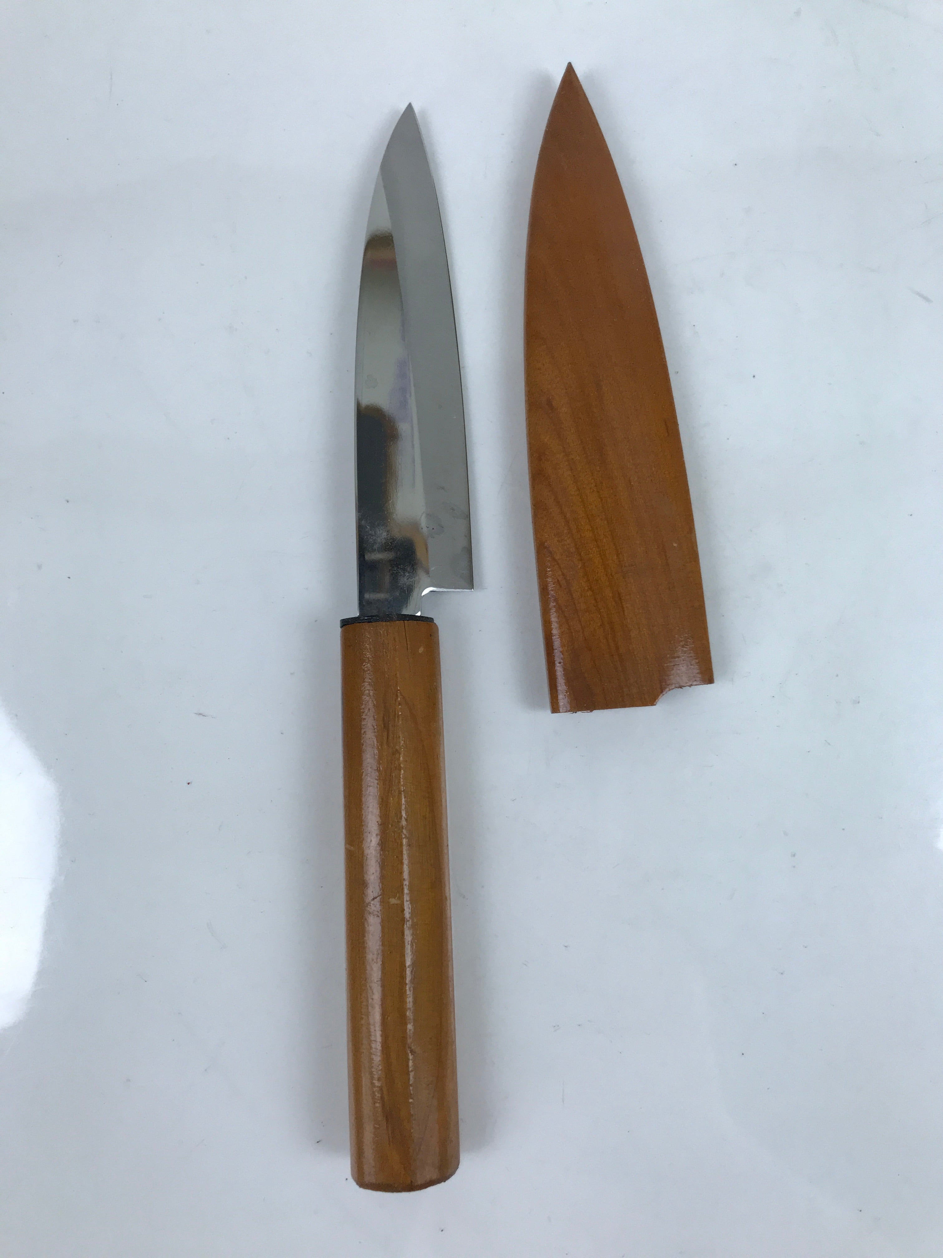 Japanese Stainless Steel Petty Knife Vtg 10cm Kitchen Blade Wooden Handle KN16