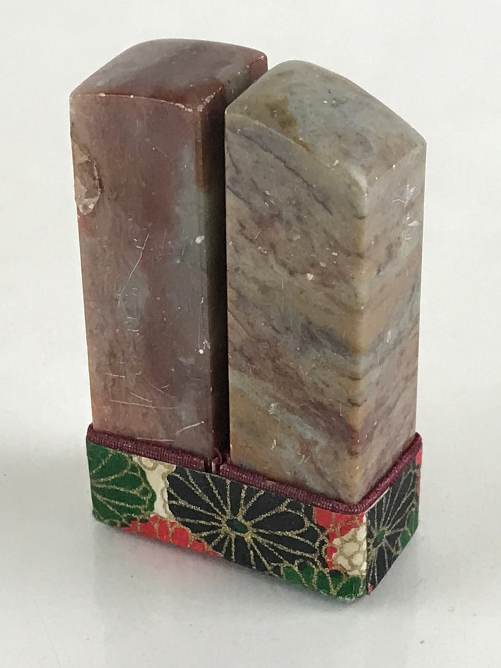 Japanese Stone Carving Seal Tenkokuin Hanko Inkan 2pc Set Vtg Stamp Signature HS
