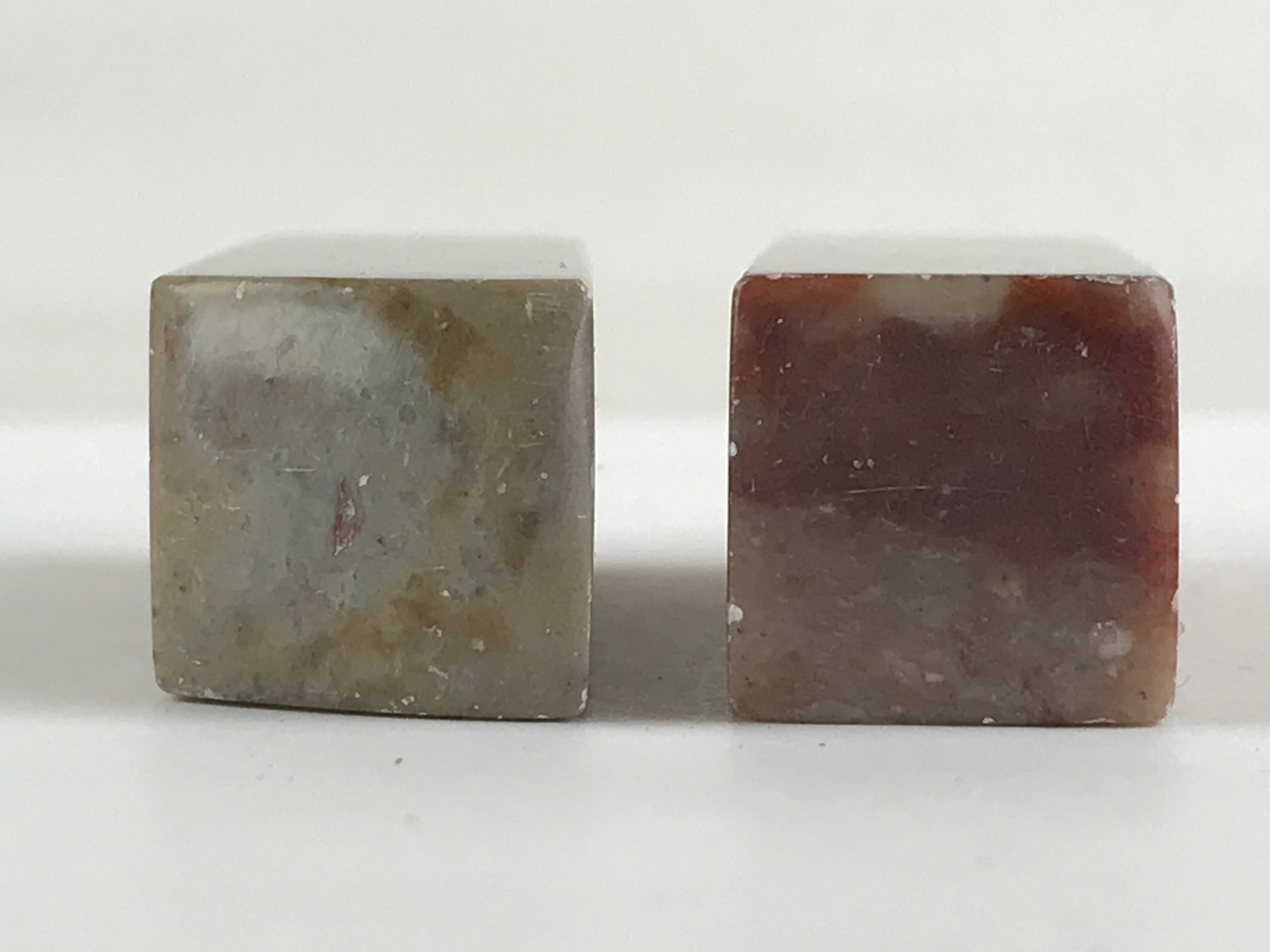 Japanese Stone Carving Seal Tenkokuin Hanko Inkan 2pc Set Vtg Stamp Signature HS