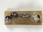 Japanese Stone Kokeshi Doll Vtg Figurine Daruma Happy Kimono Gray White KF799