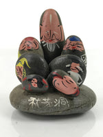 Japanese Stone Seven Lucky Gods Statue Vtg Hand-painted Okimono Gray BD985